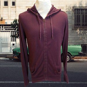 MAGELLAN OUTDOOR Hooded Mens Burgundy Loose Fit Zip-Up Long Sleeve Sweater Sz 2X